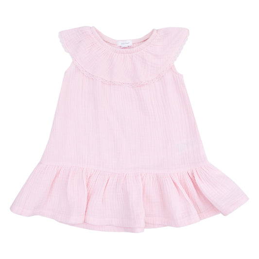 Circle Neck Ruffle Dress - Ballerina