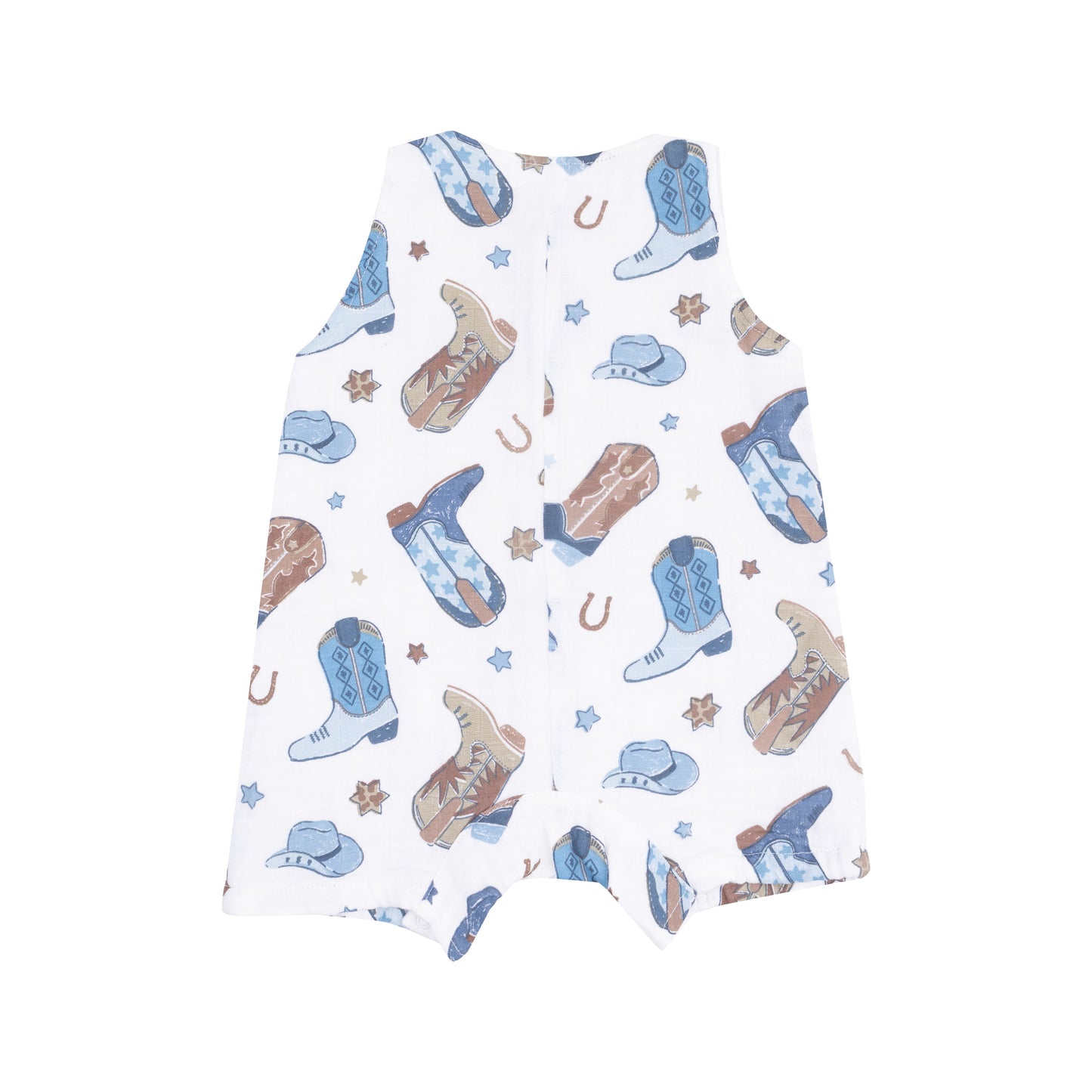 Blue Cowboy Boots Sleeveless Shortie Romper