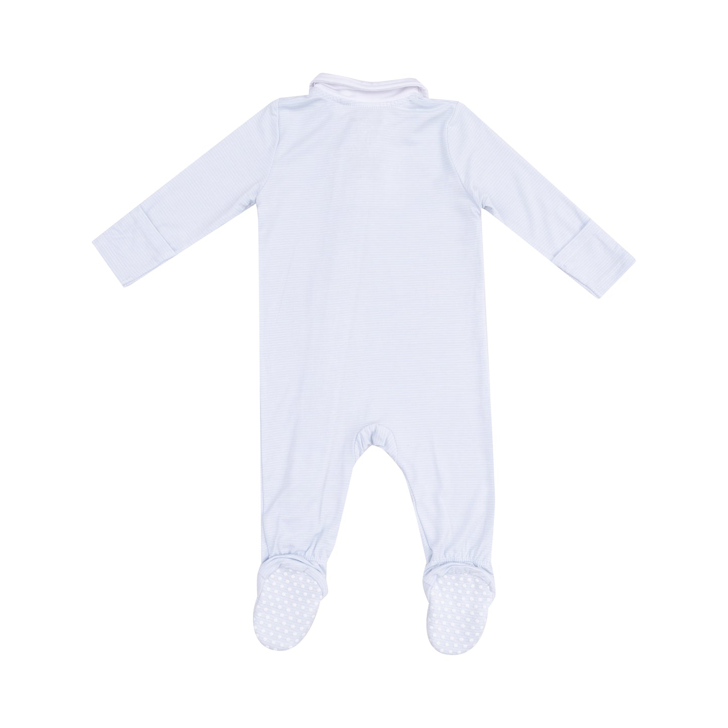 Stripe Classic Blue Polo 2 Way Zipper Footie