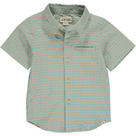 Pier - Coral/Sky Plaid Short Sleeve Button Up Shirt