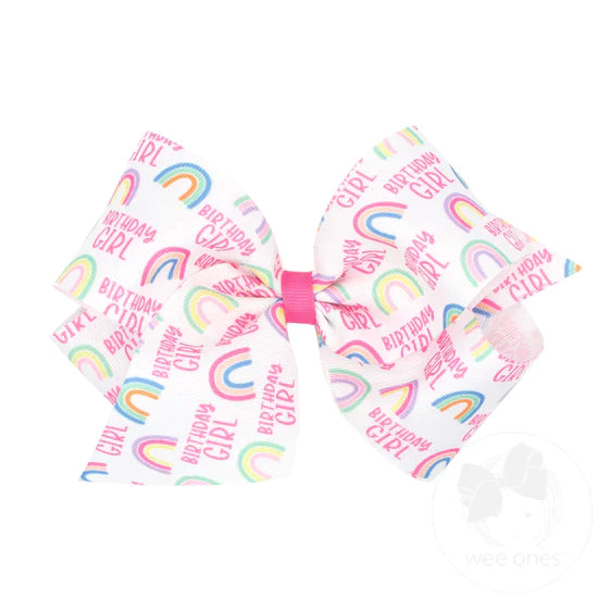 King Birthday Girl Rainbow Bow