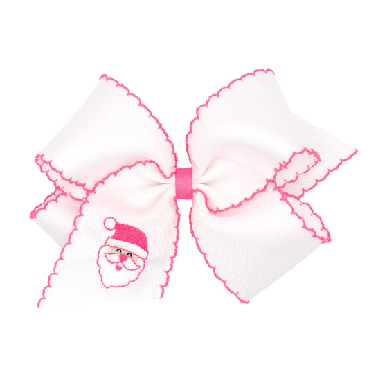 KING SANTA PINK EMBROIDERED MOONSTITCH BOW