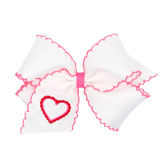 King Moonstitch Embroidered Heart Bow - White
