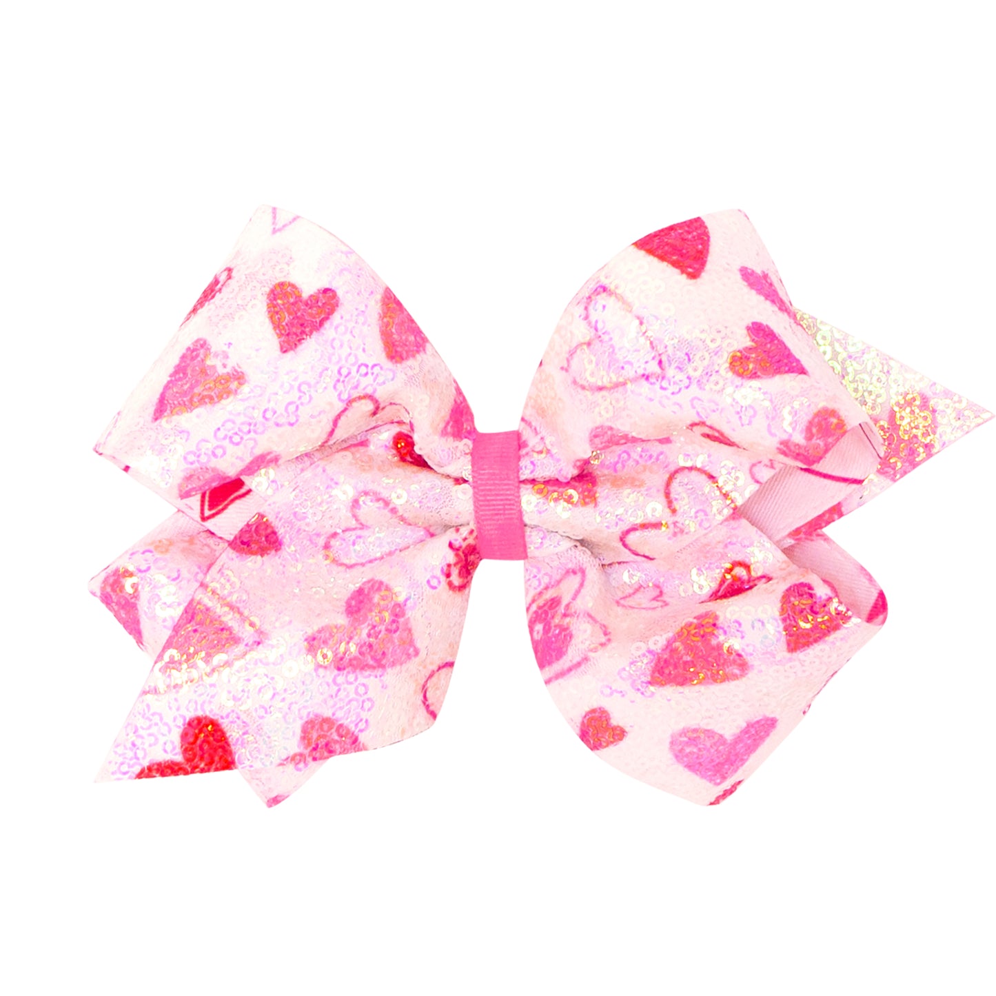 King White Sequined Heart Bow
