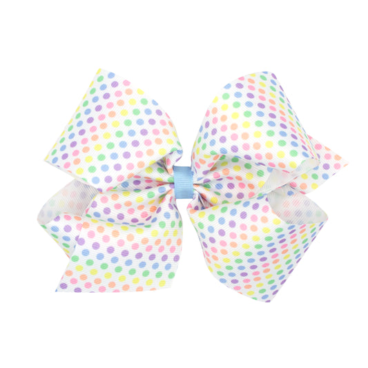 King Grossgrain Easter Bow - Pastel Dots