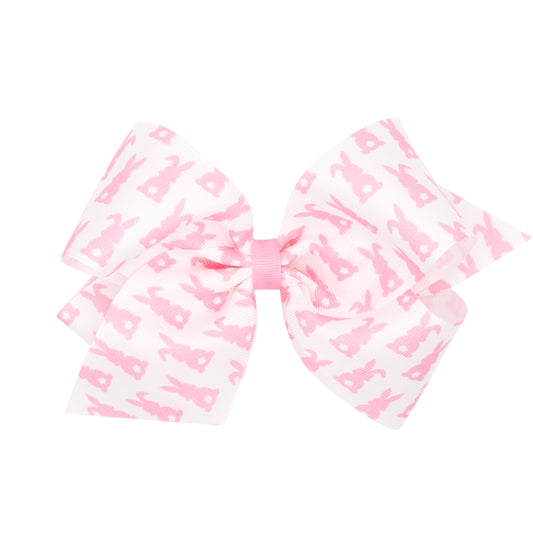 King Grossgrain Easter Bow - Pink Bunny