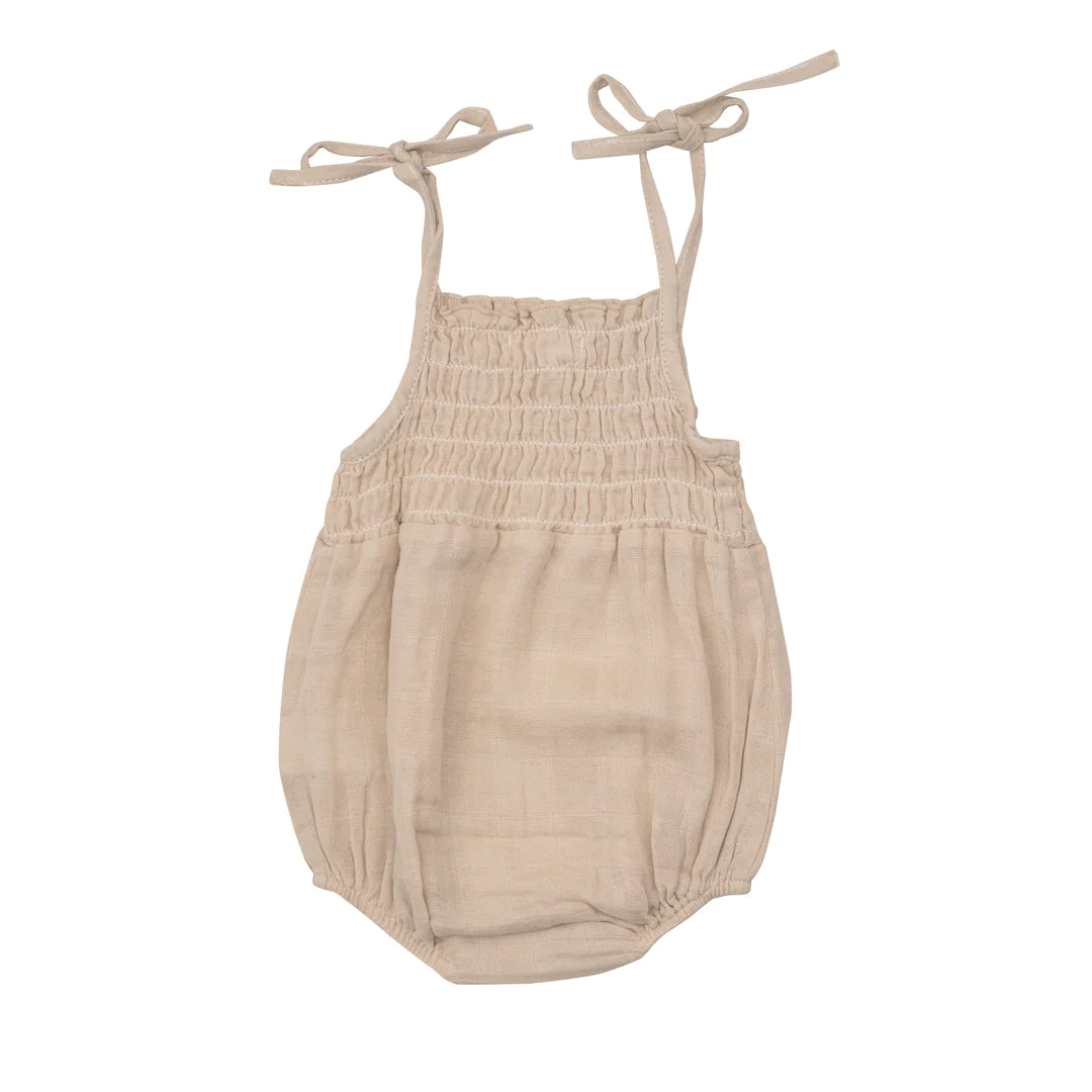 Tie Strap Smocked Bubble - Soft Linen
