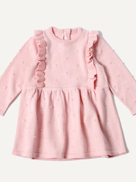 Milan Ruffle Bobble Baby Sweater Knit Dress