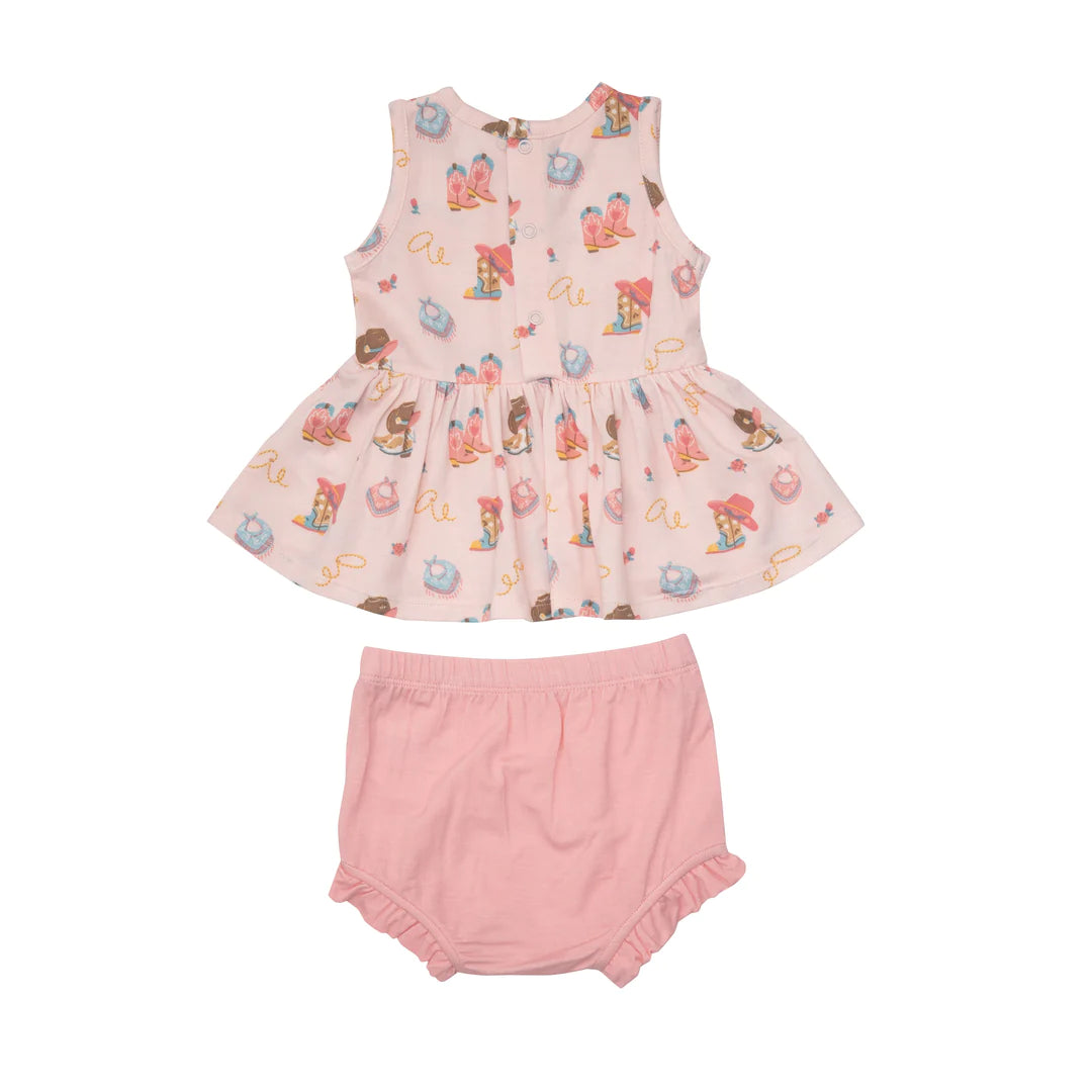 Peplum Tank & High Waist Bloomer - Cowgirl Boots