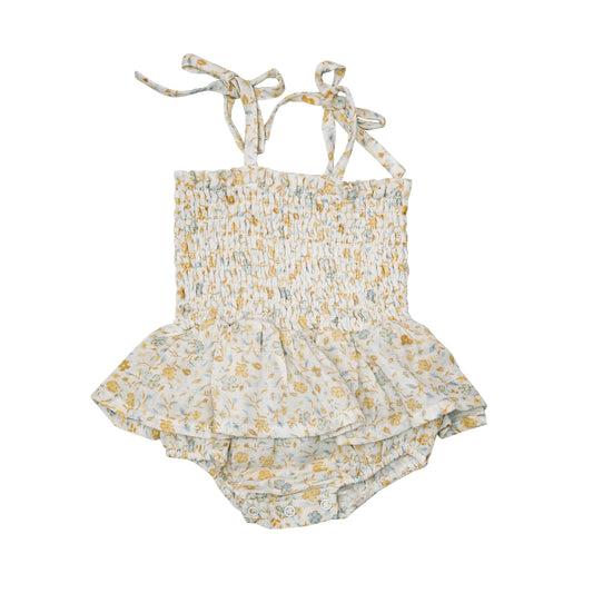 Smocked Bubble w/ Skirt - Flaxen Floral