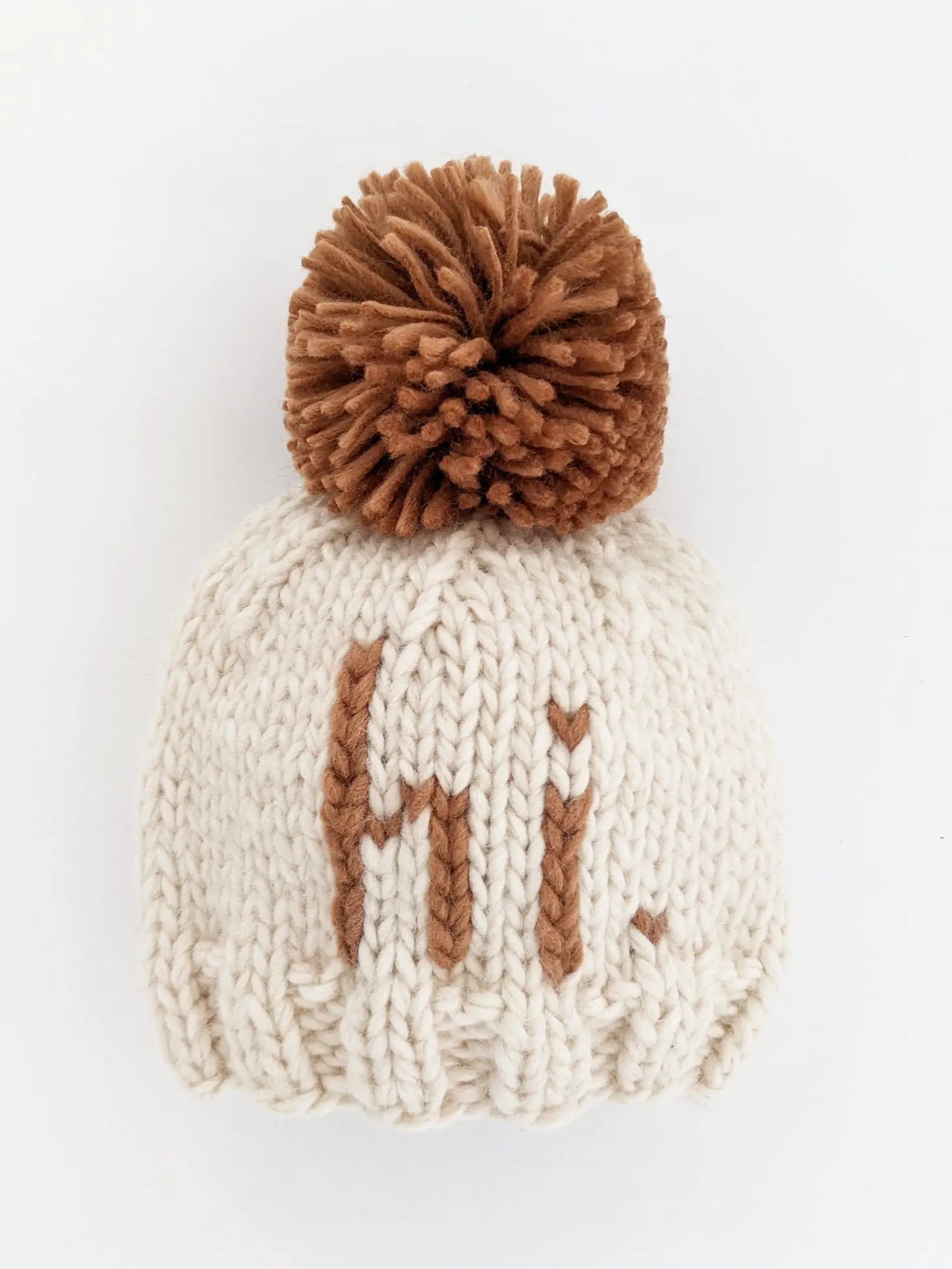 hi. Pecan Hand Knit Beanie Hat