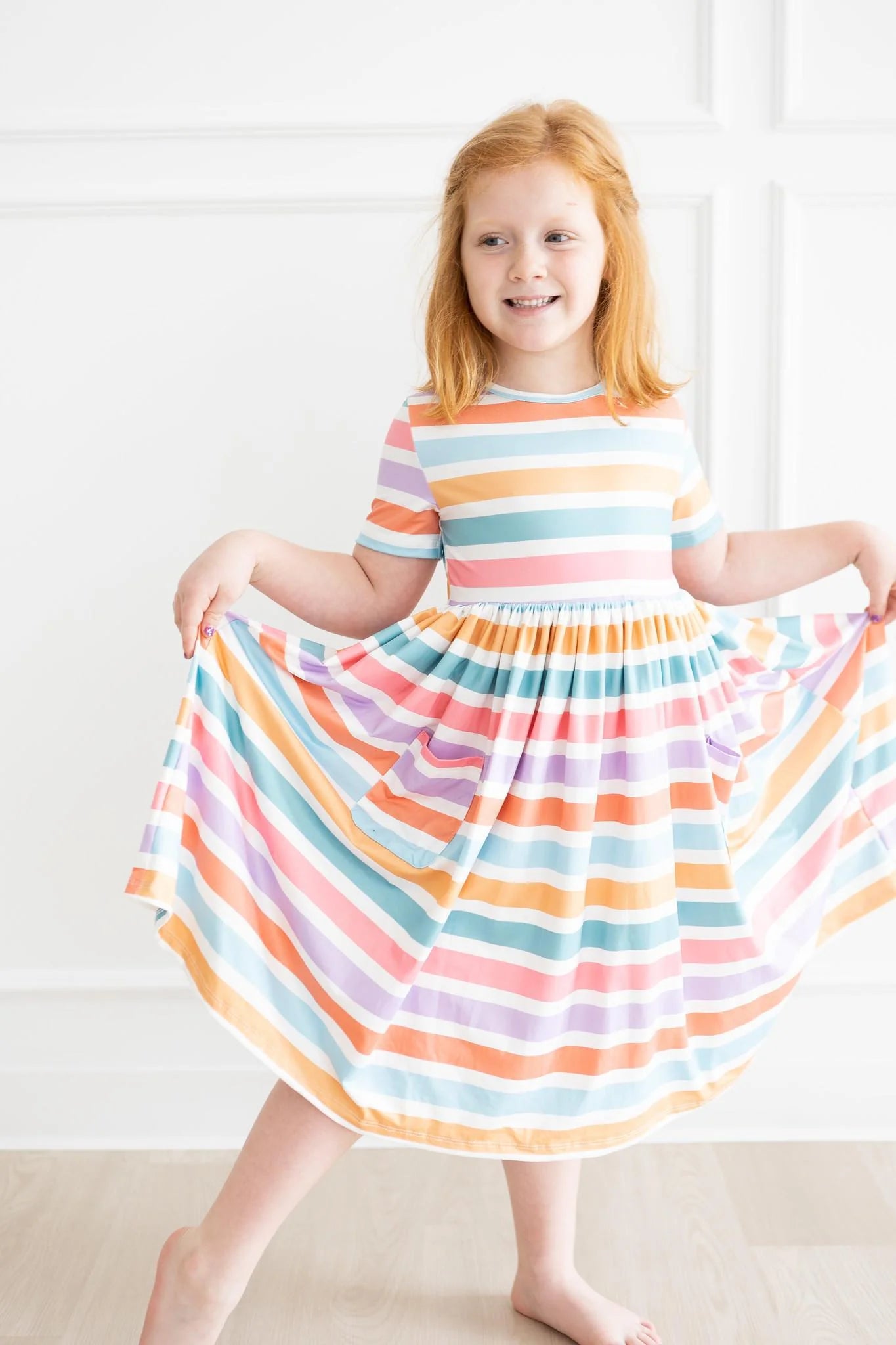 Pocket Twirl Dress Short Sleeve - Spring Stripes