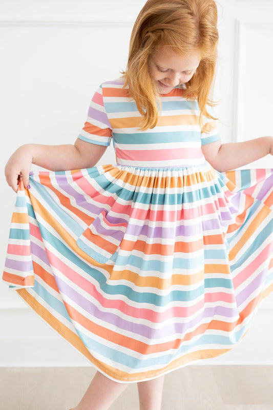 Pocket Twirl Dress Short Sleeve - Spring Stripes