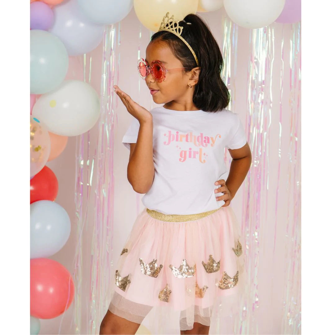 Birthday Girl Blush Short Sleeve Shirt - White