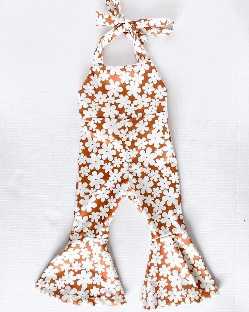 ANDI PLEATED BELL BOTTOM JUMPSUIT - FLOWER CHILD