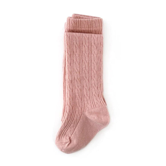 Blush Pink Cable Knit Tights