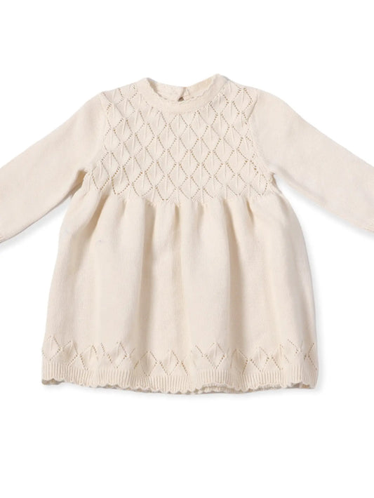 Milan Pointelle Sweater Knit LS Baby Dress
