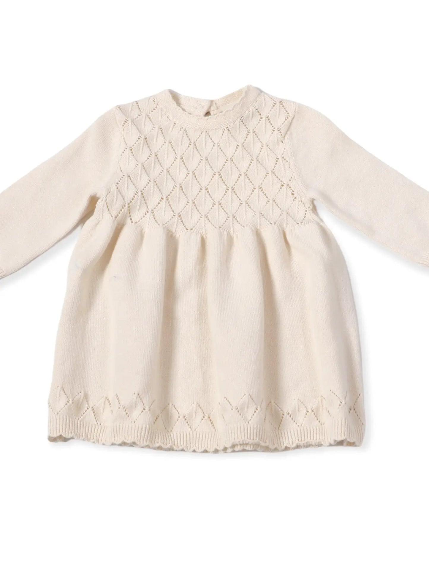 Milan Pointelle Sweater Knit LS Baby Dress