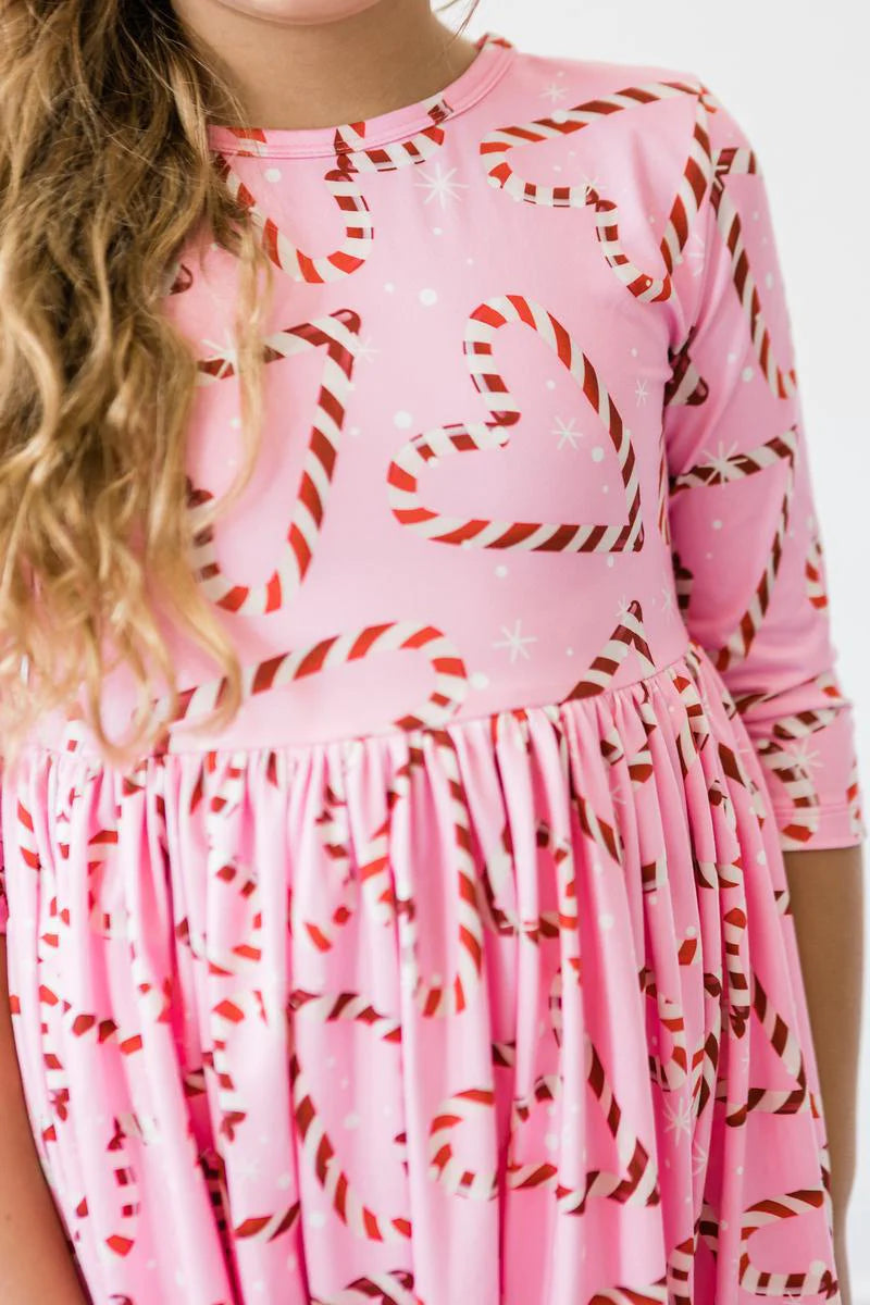 Twirl Dress - Candy Cane Cutie - 3/4 Sleeve