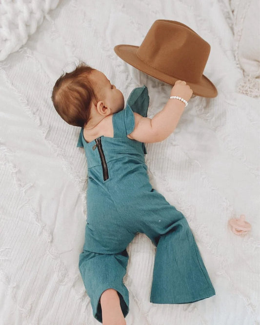 Emery Denim Flutter Jumpsuit - Medium Blue