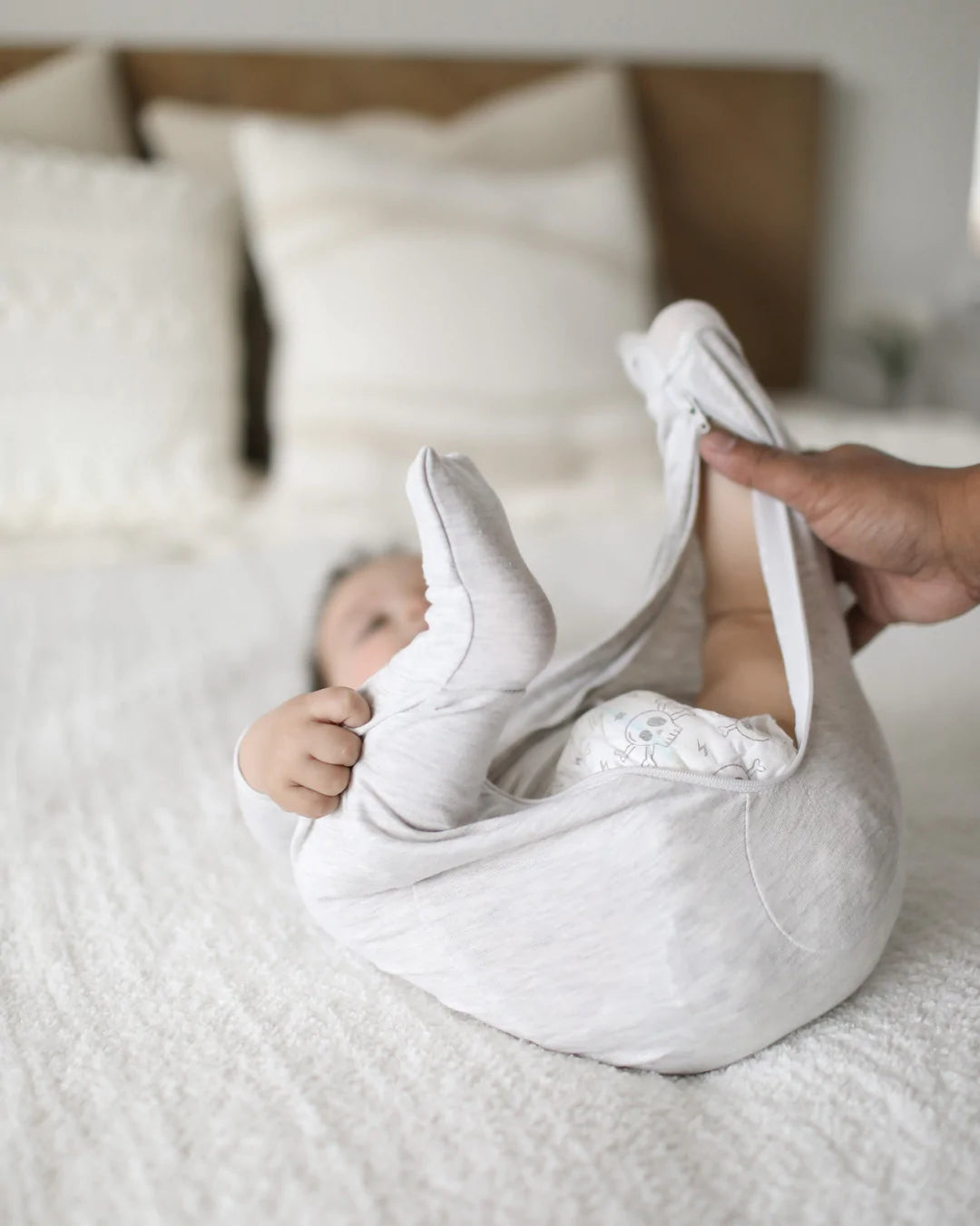 Convertible Romper Footie - Heather Grey