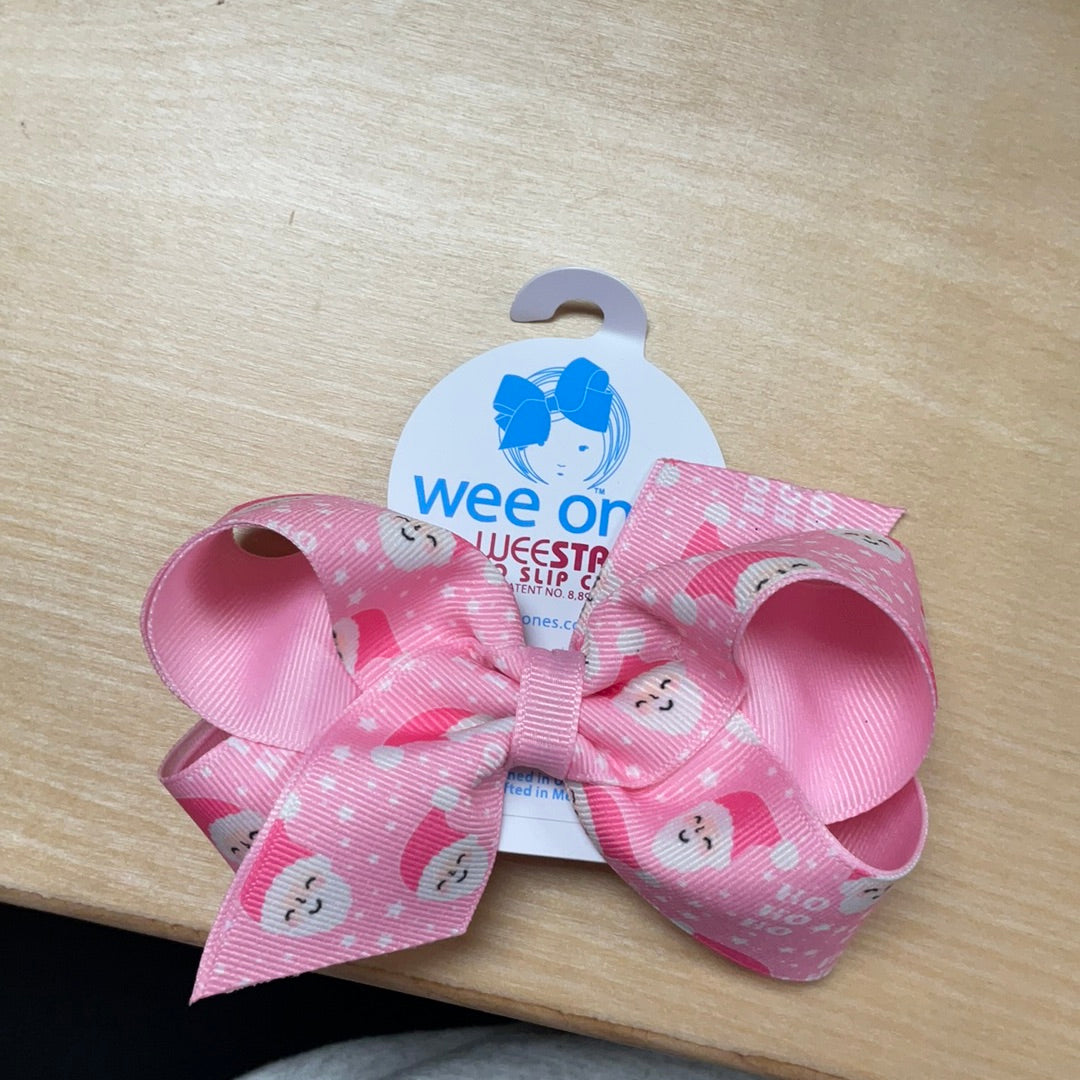BOW MED CHRISTMAS PINK SANTA