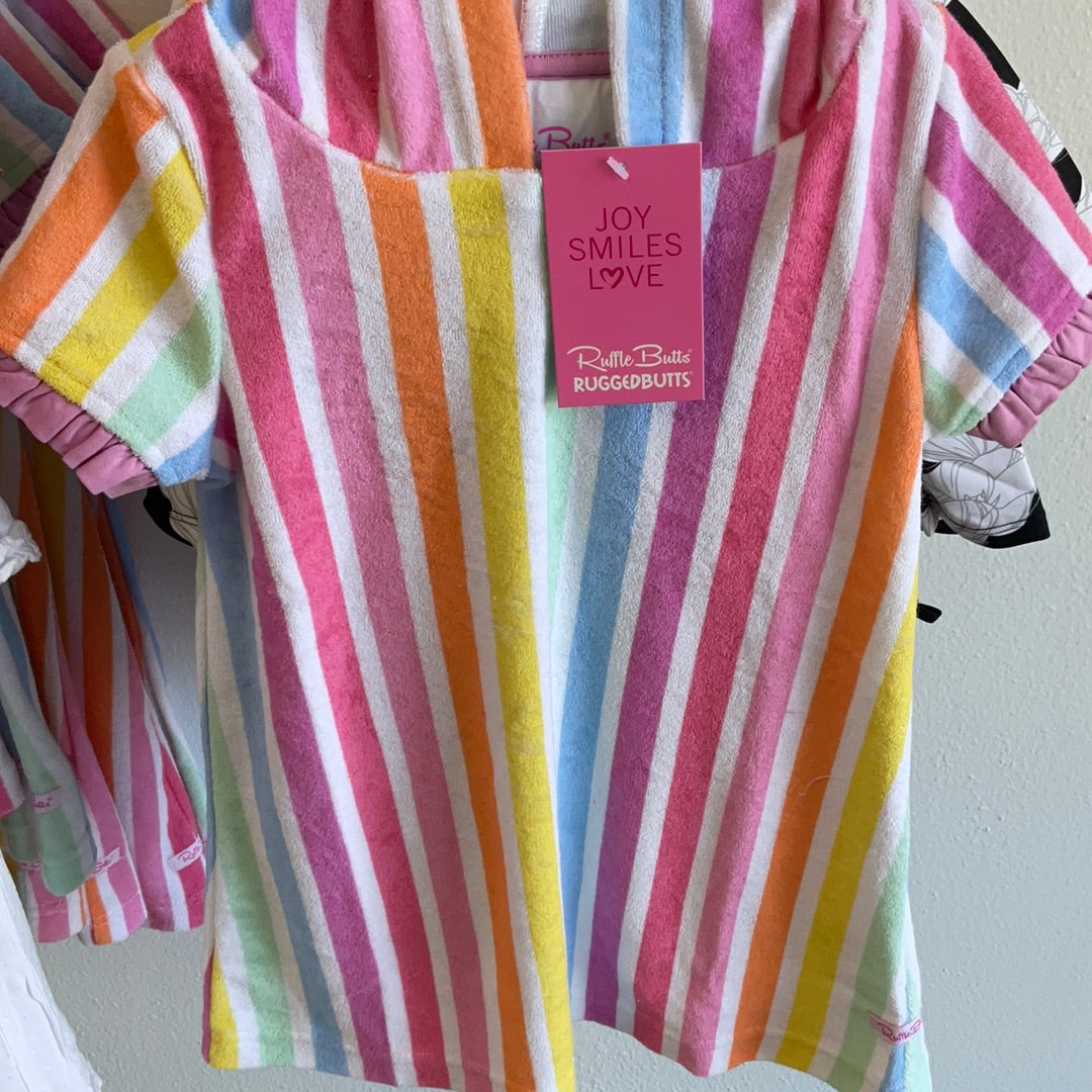 SWIM - RAINBOW DREAM STRIPE RUFFLE TERRY COVER-UP