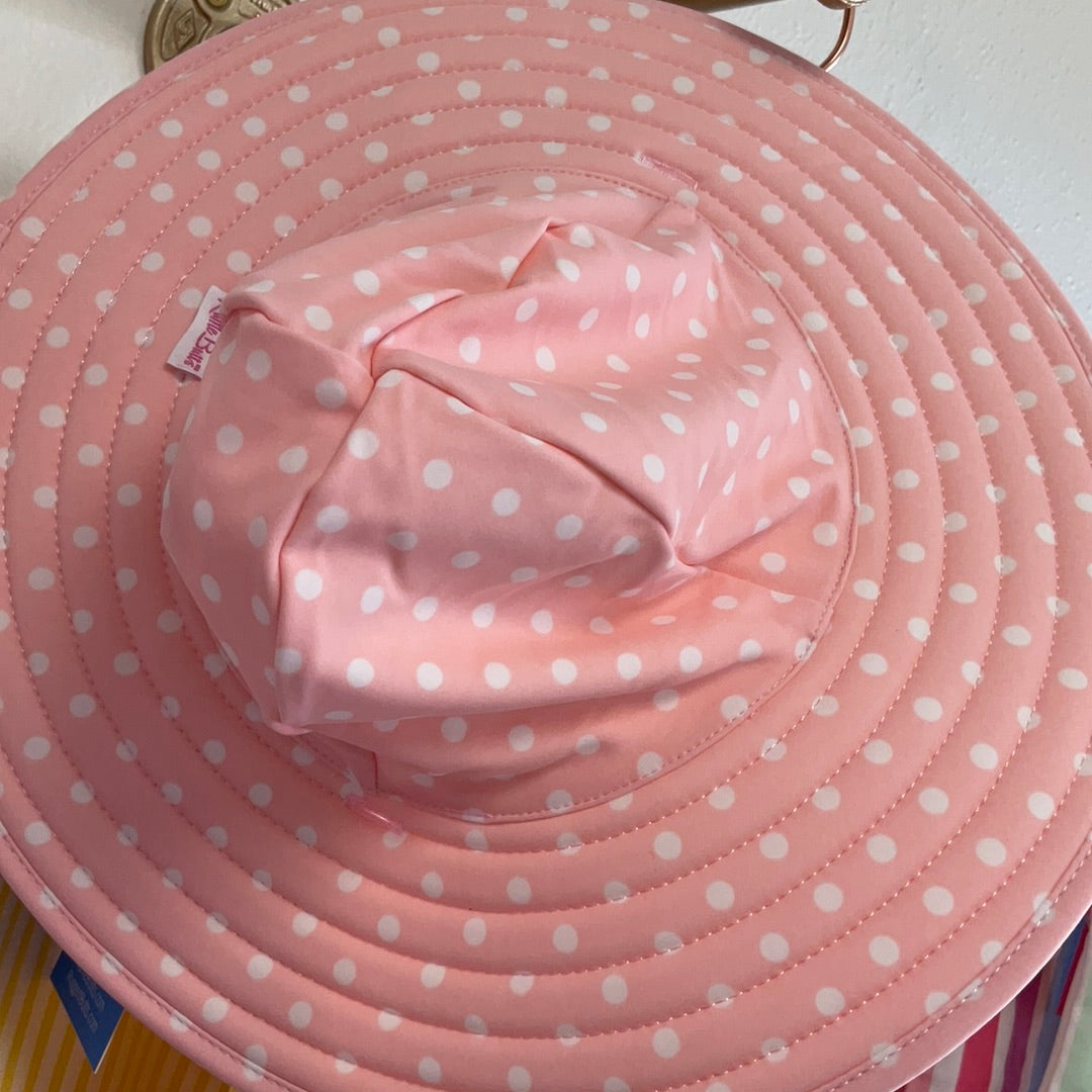 SWIM - PINK POLKA & STRIPE SWIM HAT
