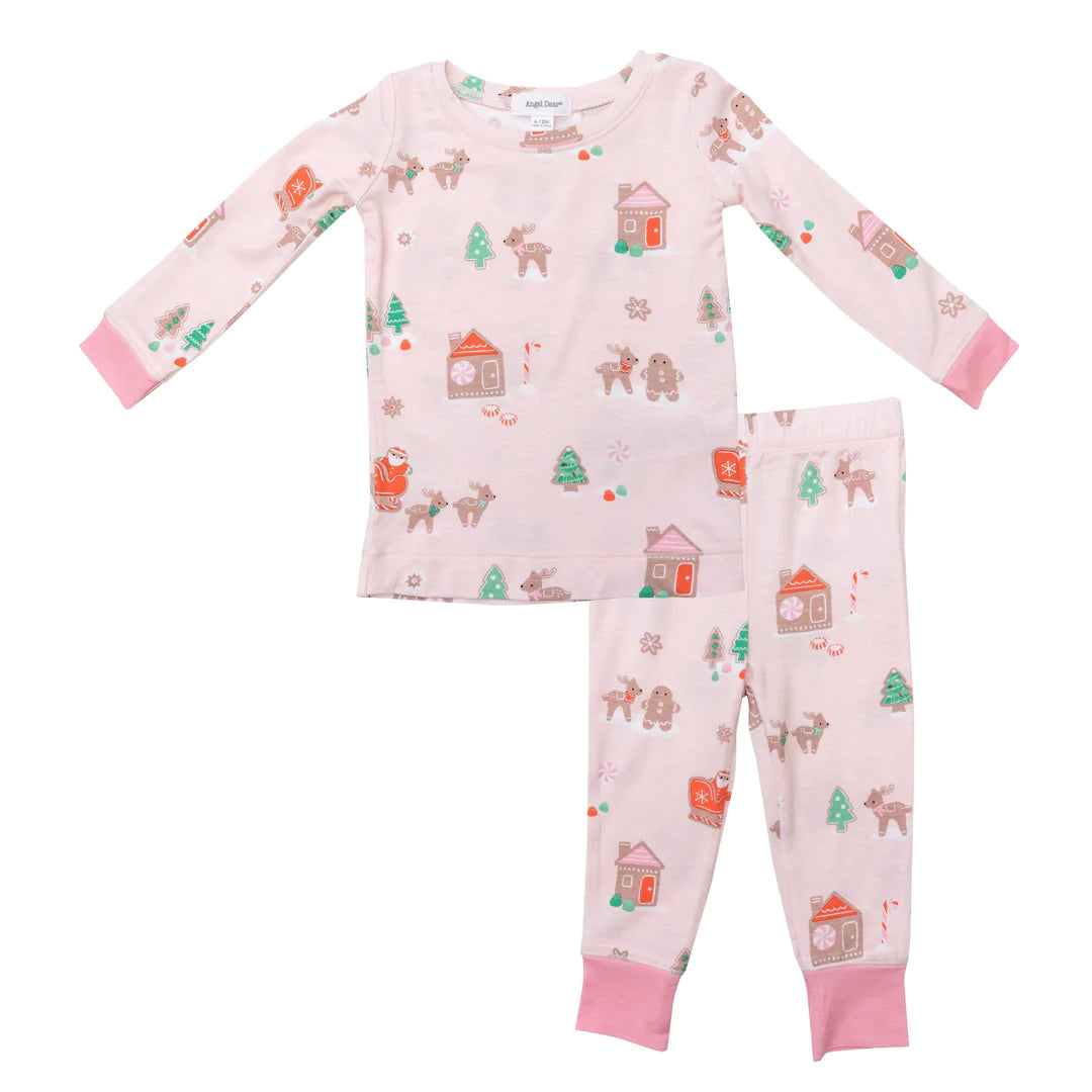 Pajamas - 2 Piece - Gingerbread Sleigh Pink