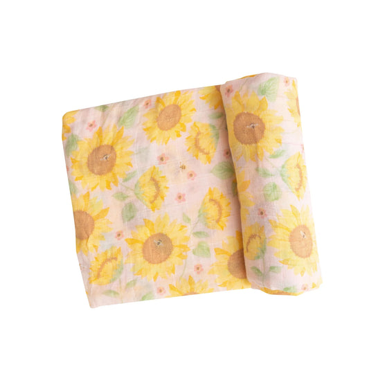 Muslin Swaddle Blanket - Sunflowers Pink
