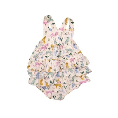 Ruffle Sunsuit - Leopard
