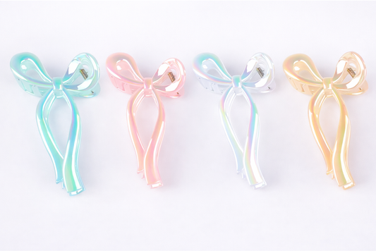 Iridescent Bow Claw Clip