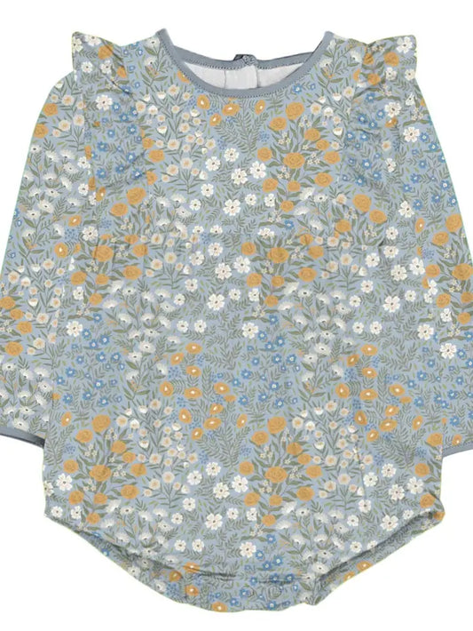 Long Sleeve Flutter Bubble - Blue Meadow