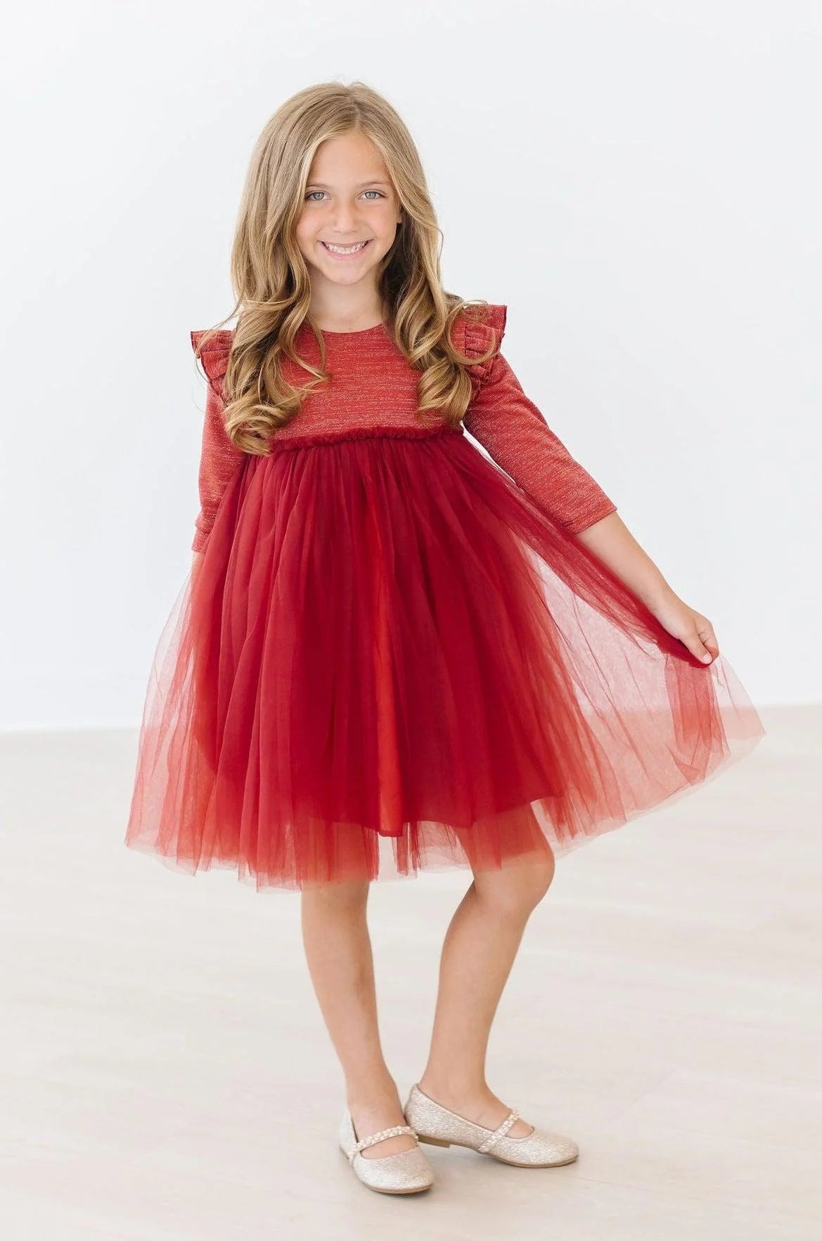 Pumpkin Spice Shimmer 3/4 Sleeve Tutu Dress