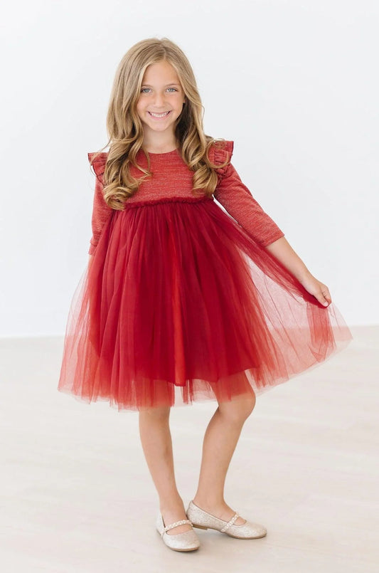 Pumpkin Spice Shimmer 3/4 Sleeve Tutu Dress