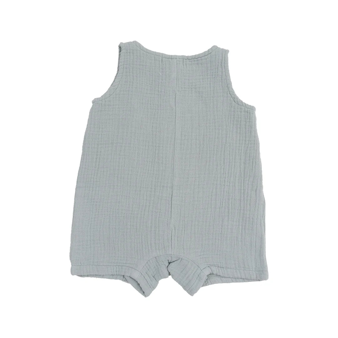 Muslin Sleeveless Shortie Romper - Slate Gray