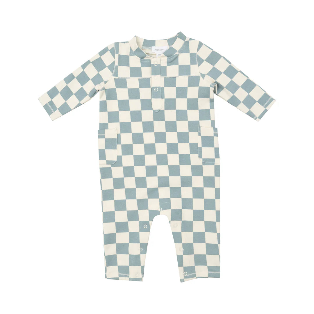 Uni Romper - French Terry Checkerboard Gray Mist