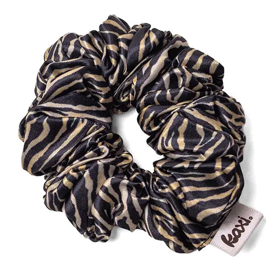 Zebra Midi Scrunchie — Satin Animal Print
