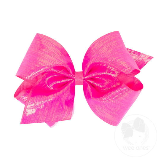 King Sheer Iridescent Grosgrain Overlay Hair Bow