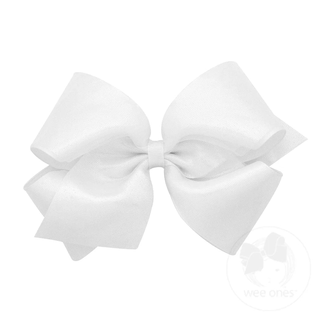 King Sheer Iridescent Grosgrain Overlay Hair Bow