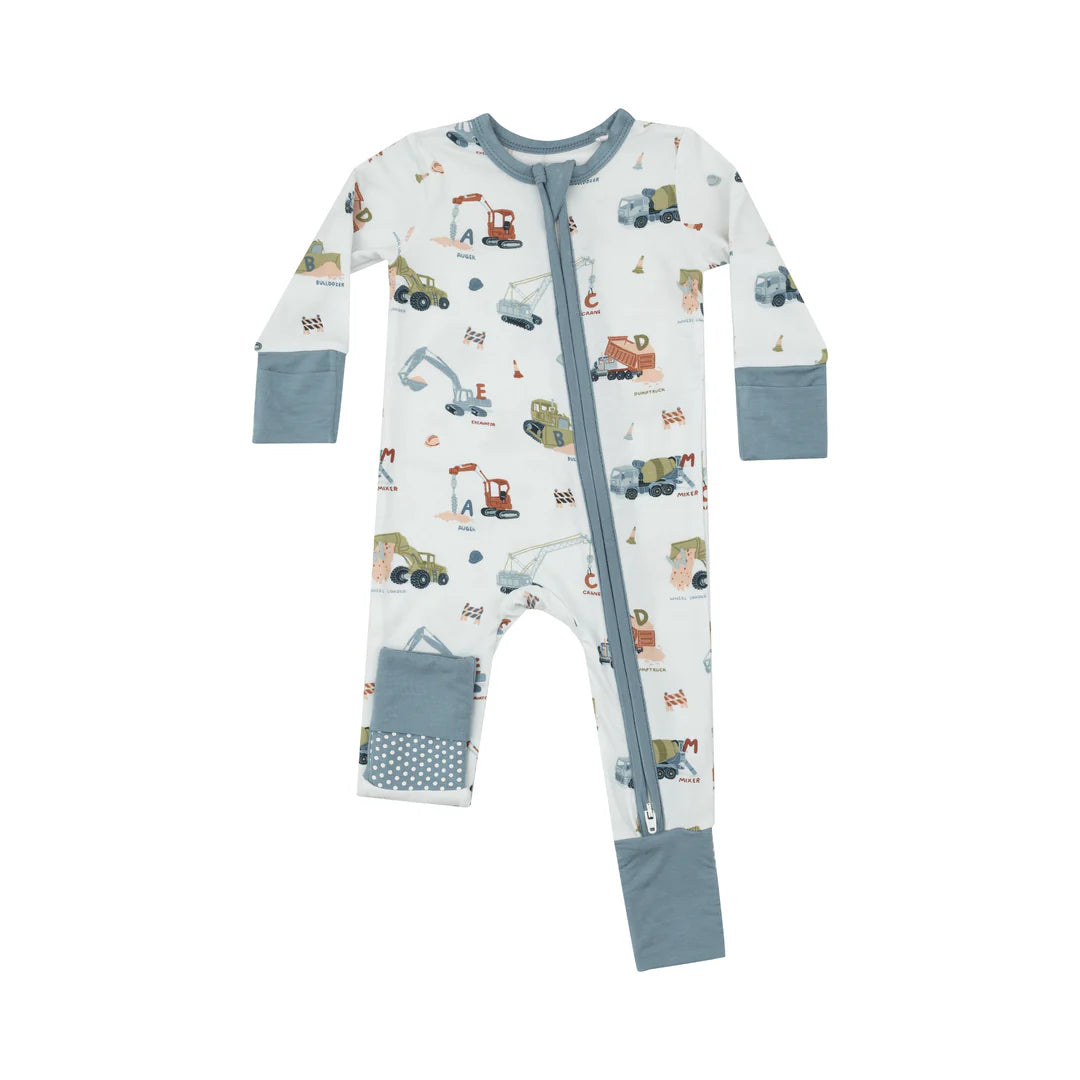 2 Way Zipper  Romper - Construction Alphabet