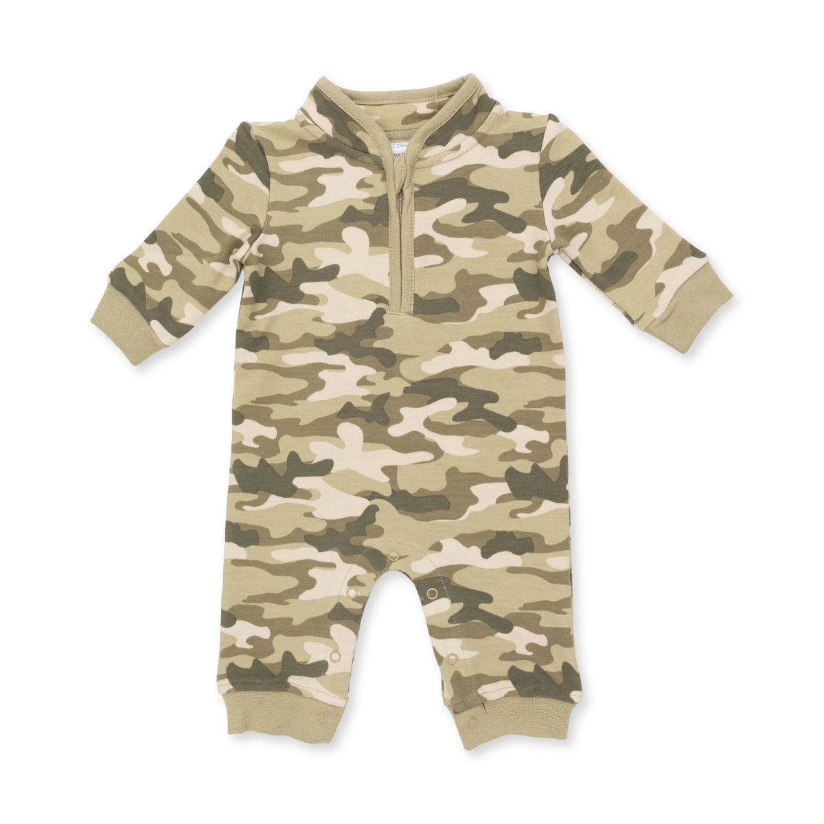 French Terry Zip Neck Romper - Camo