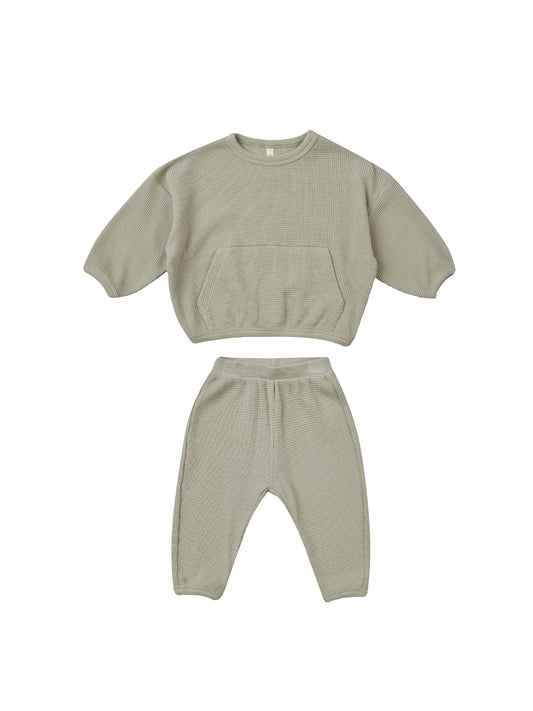 waffle slouch set || sage
