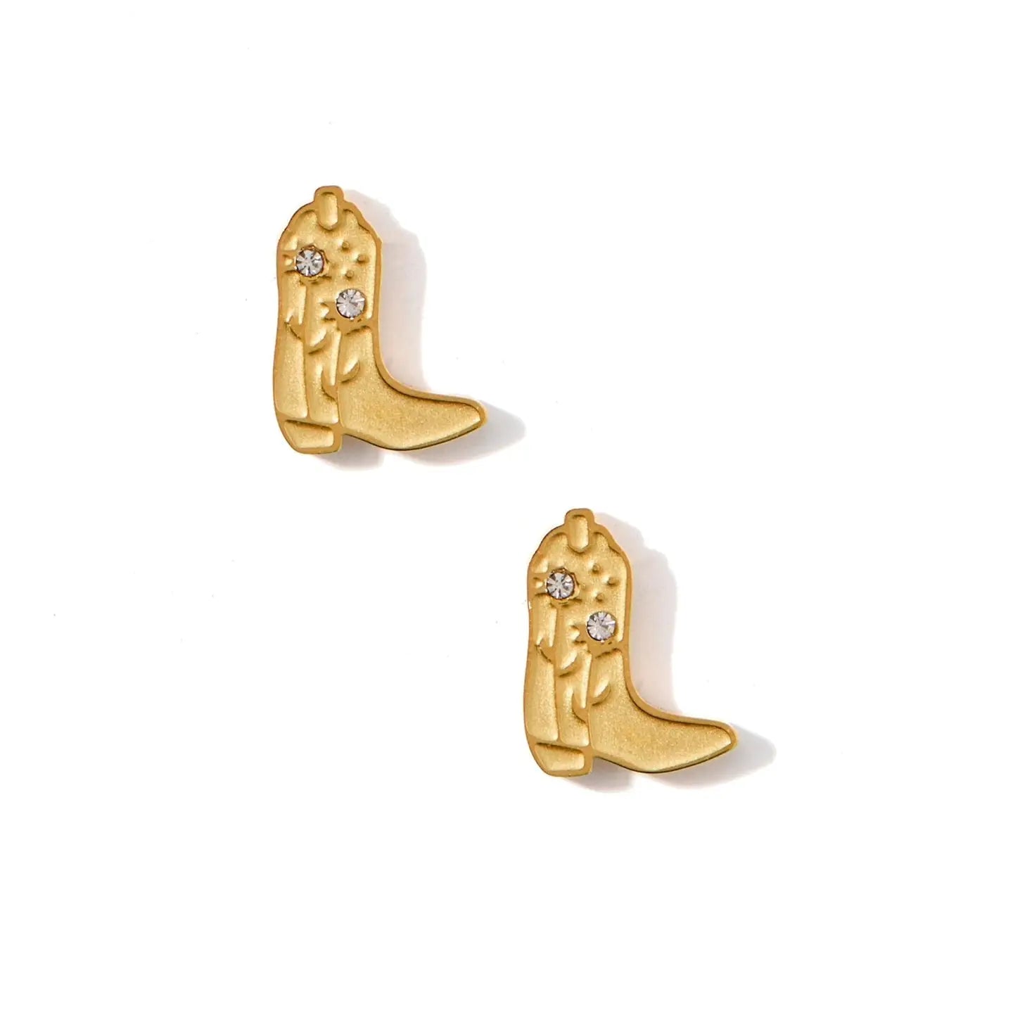 Screwback Stud Earrings - Daisy Cowgirl Boot Gold