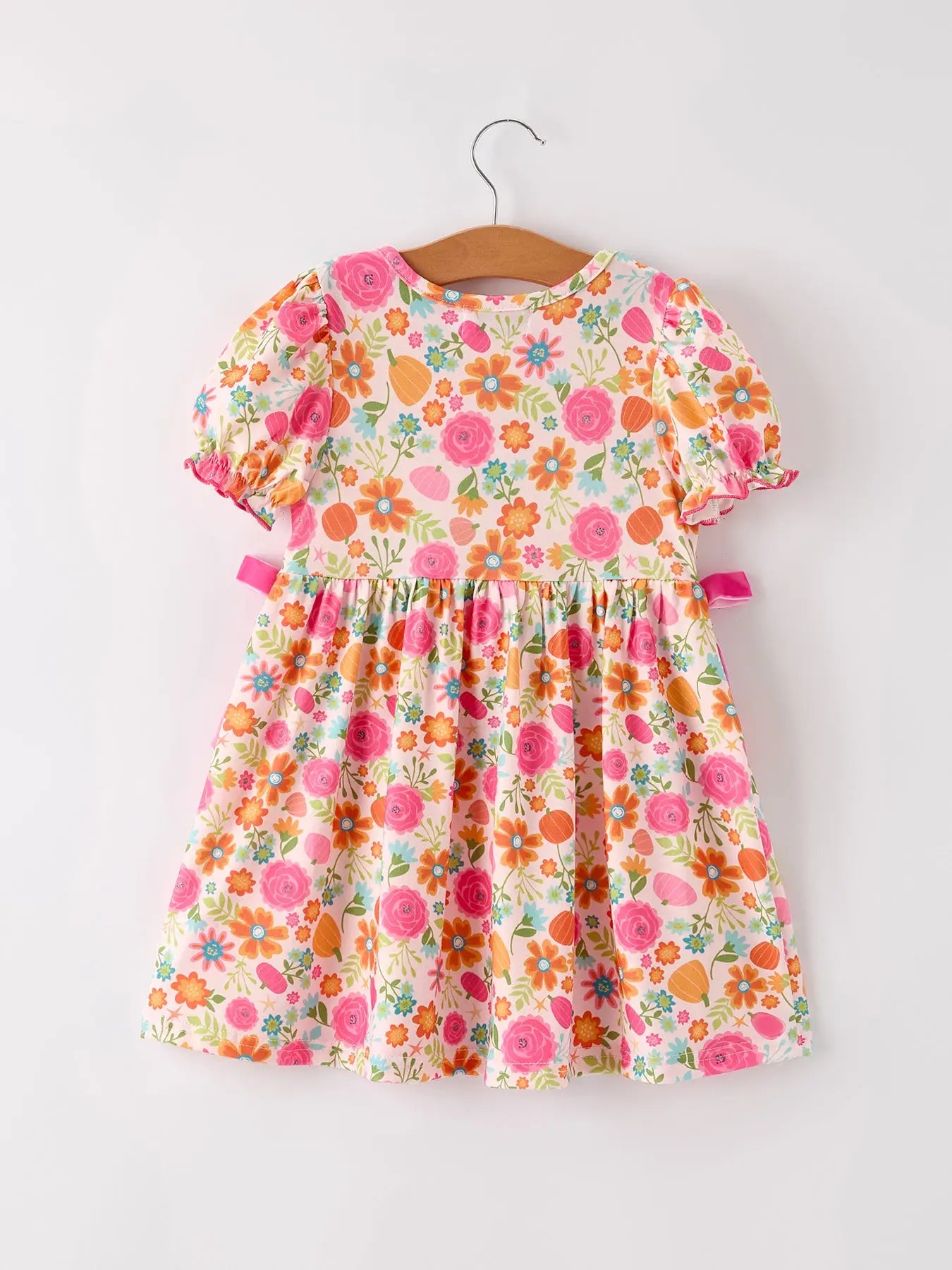 Pumpkin Embroidery Smock Floral Dress