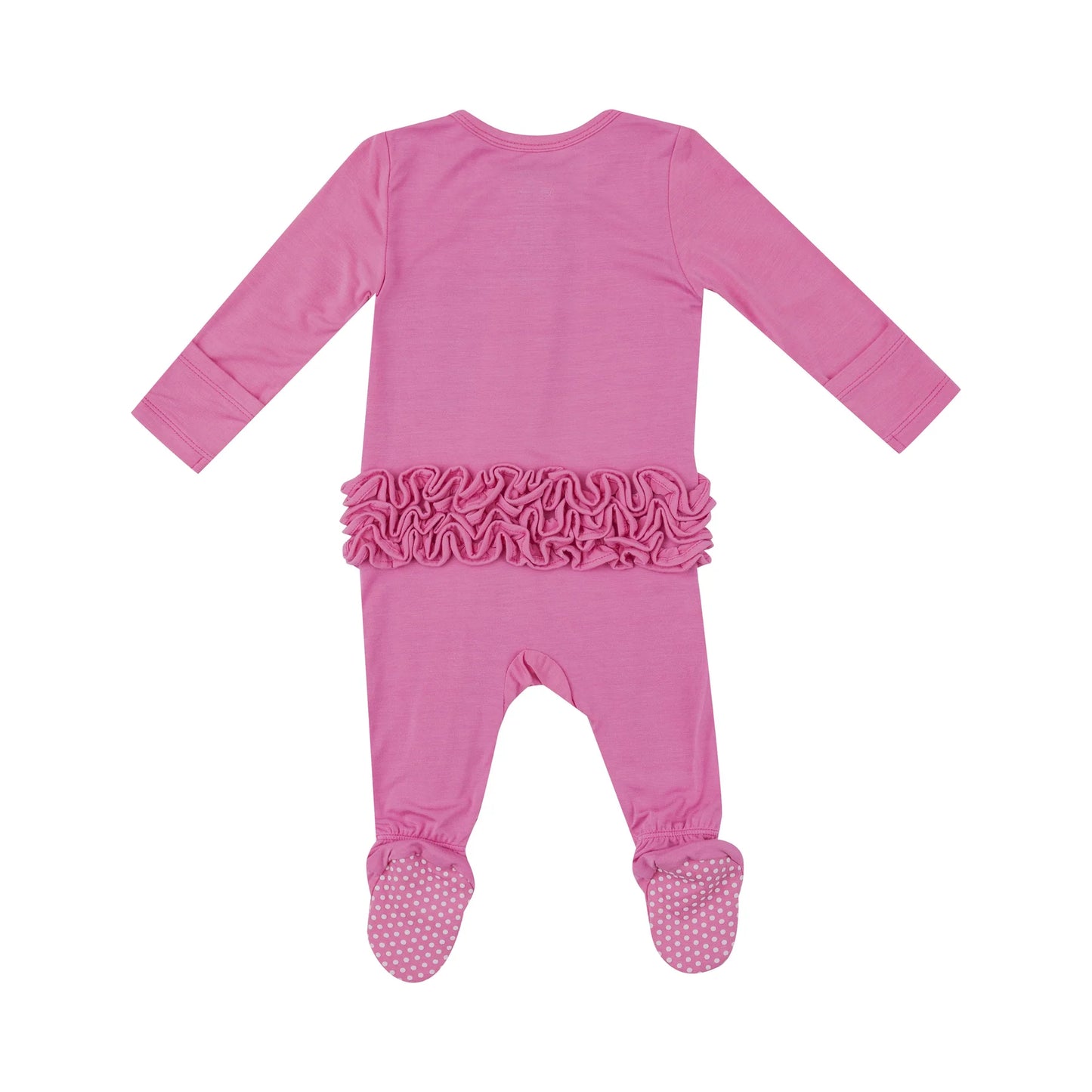 2 Way Zipper Ruffle Footie - Strawberry Moon