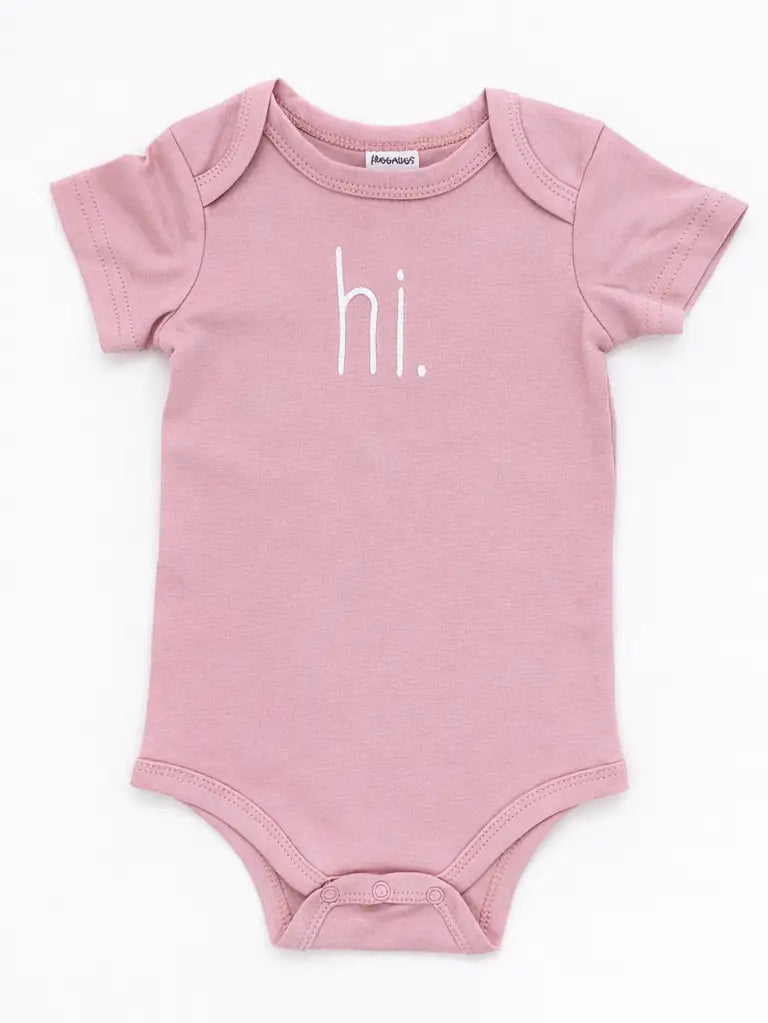 Hi. Embroidered Onesie - Rosy