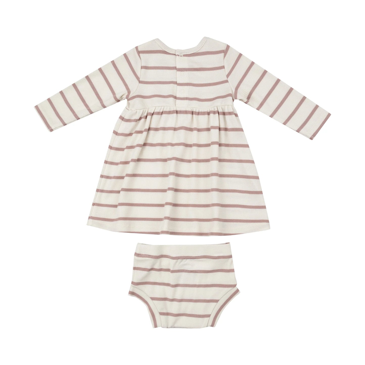 Simple Dress and Bloomer Ribbed Stripe - Misty Rose