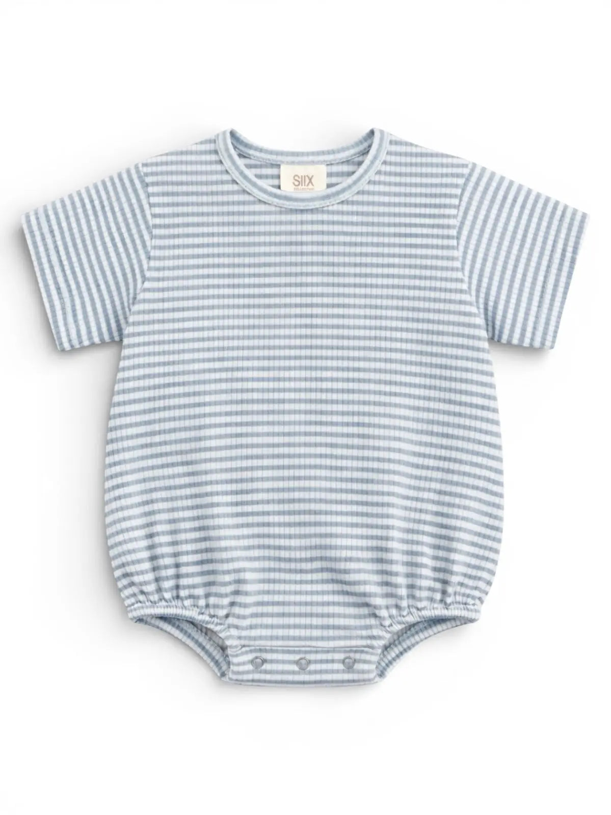 Dusty Blue Stripe Ribbed T-Shirt Bubble