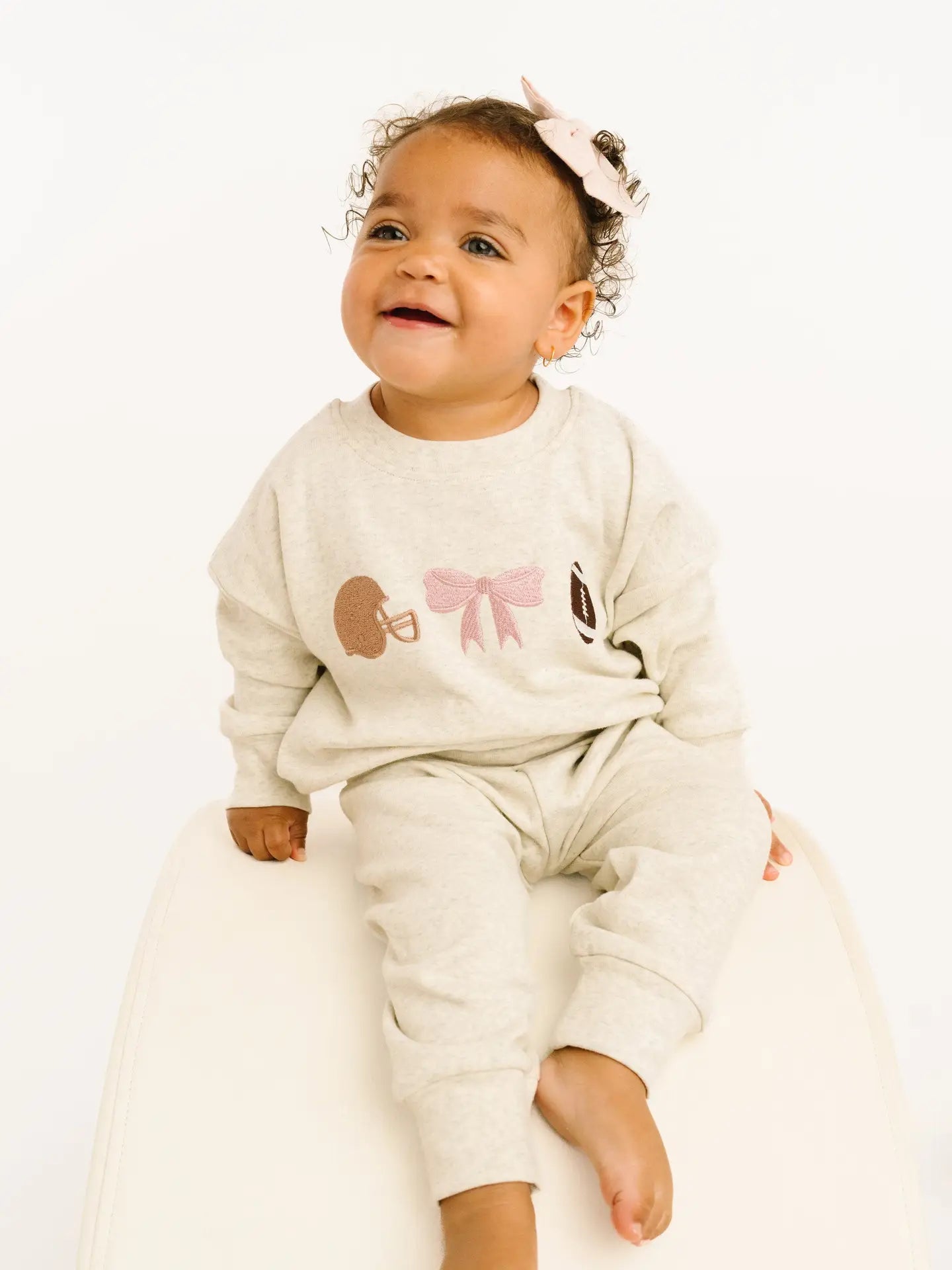 Touchdown Bow Embroidered Crewneck Set
